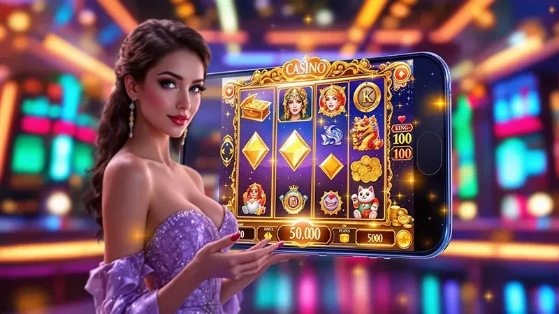 Reel slot digital dengan simbol permainan berwarna